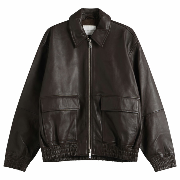 Photo: Studio Nicholson Men's Piston Leather Bomber Jacket in Brown