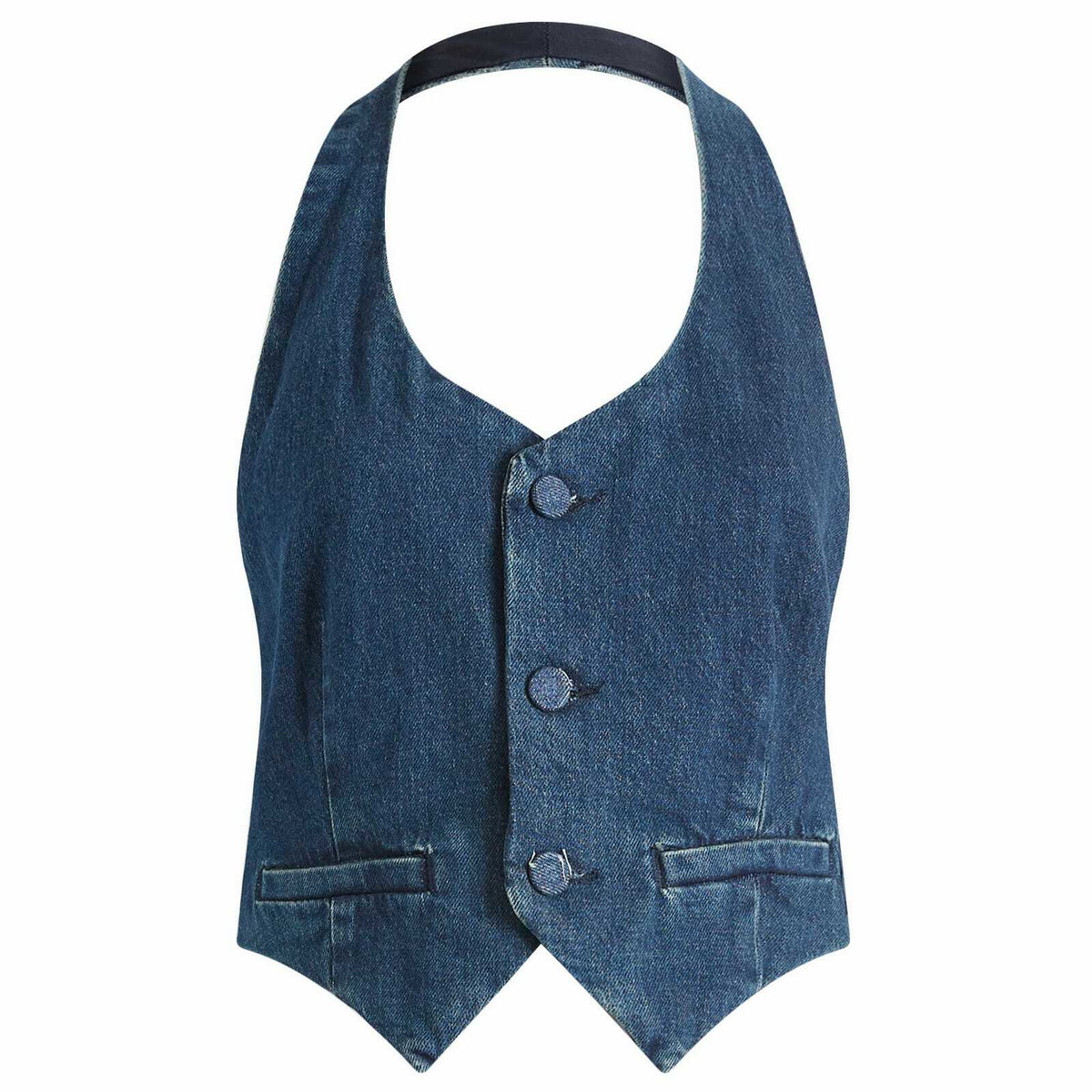 Good American Women's Denim Halter Vest in Indigo