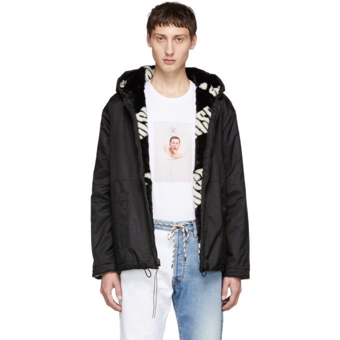 Photo: Aries Reversible Black and White Hooded Jacket