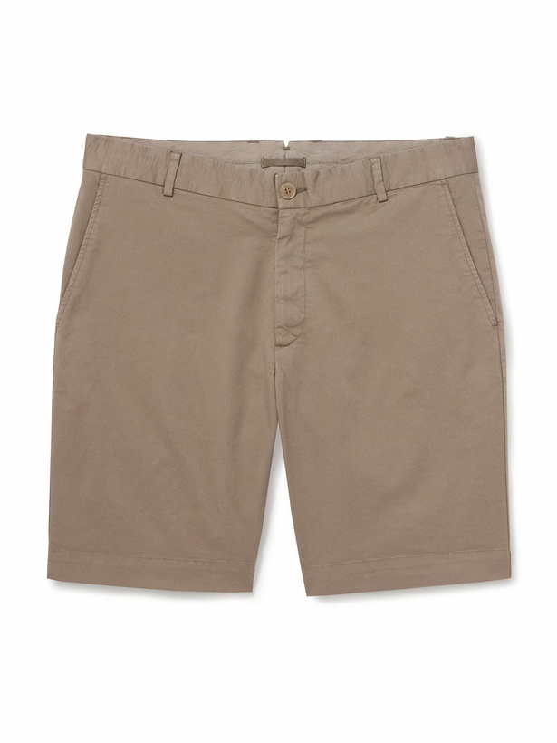 Photo: Sunspel - Straight-Leg Garment-Dyed Cotton-Blend Twill Chino Shorts - Brown
