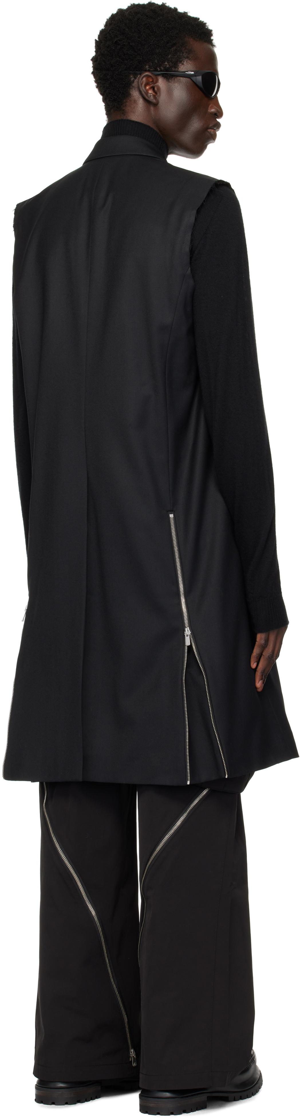 FFFPOSTALSERVICE Black Sleeveless Backzip Coat