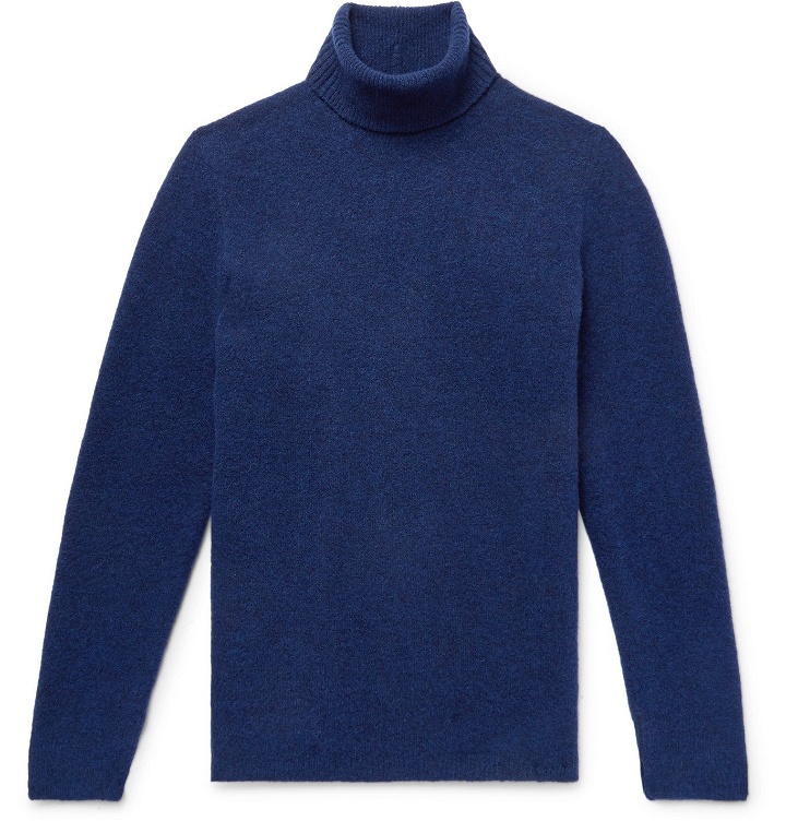 Photo: SALLE PRIVÉE - Aiden Slim-Fit Mélange Merino Wool-Blend Rollneck Sweater - Blue