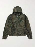 Balenciaga - Logo-Embroidered Printed Cotton-Jersey Hoodie - Green