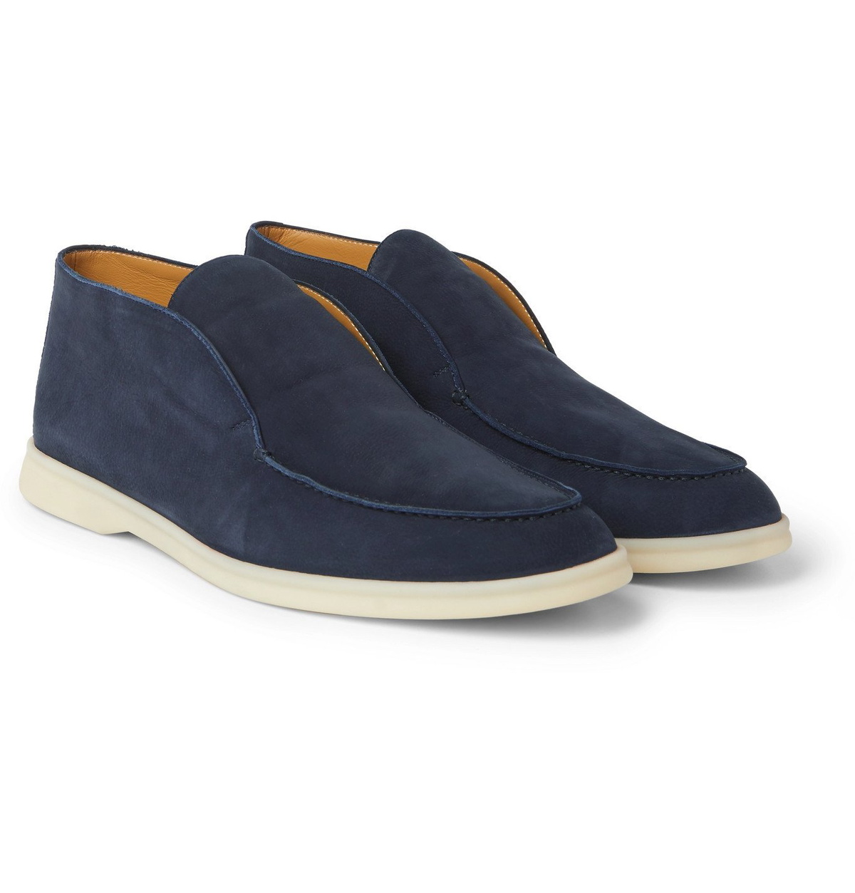 Loro Piana ネイビーブルー　オープン・ウォーク・アンクルブーツ Loro Piana - Open Walk Nubuck Boots - Blue Loro Piana