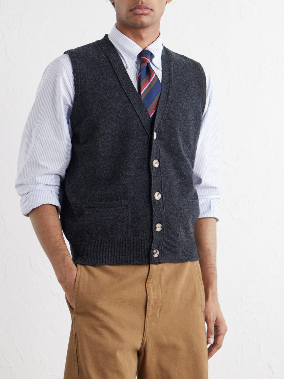 Drake's - Wool Vest - Gray
