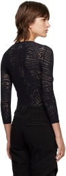 Wolford Black Zebra Net Long Sleeve T-Shirt