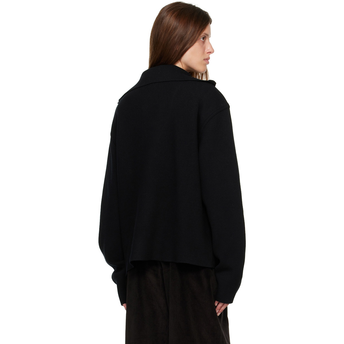 R2W Black Paulo Wool Hairy Zip-Up Sweater