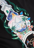Casablanca Hotel Printed Cotton T-shirt Black