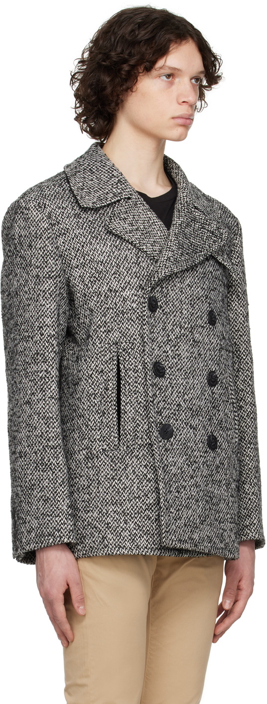 Neil Barrett Black & Off-White Military Peacoat