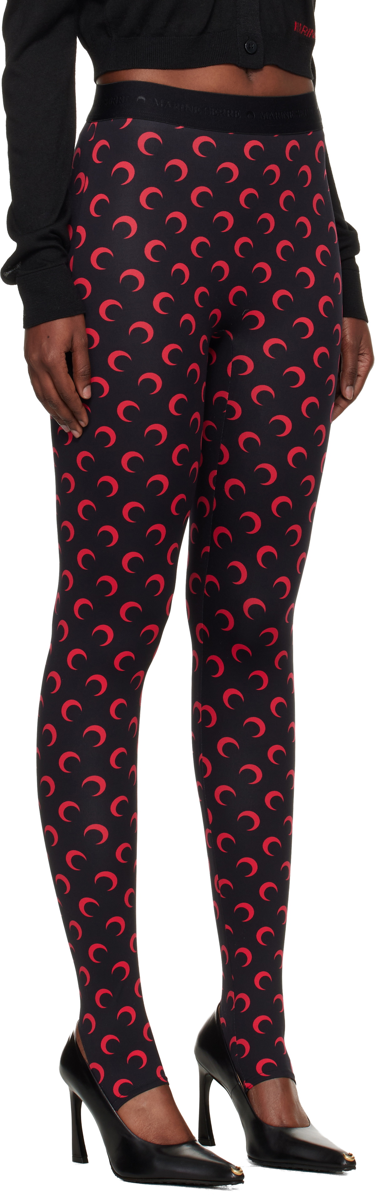 Marine Serre Black Moon Printed Jersey Leggings