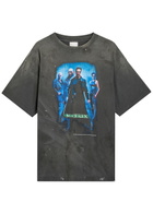 Saint Mxxxxxx The Matrix Printed Distressed Cotton T-shirt Black