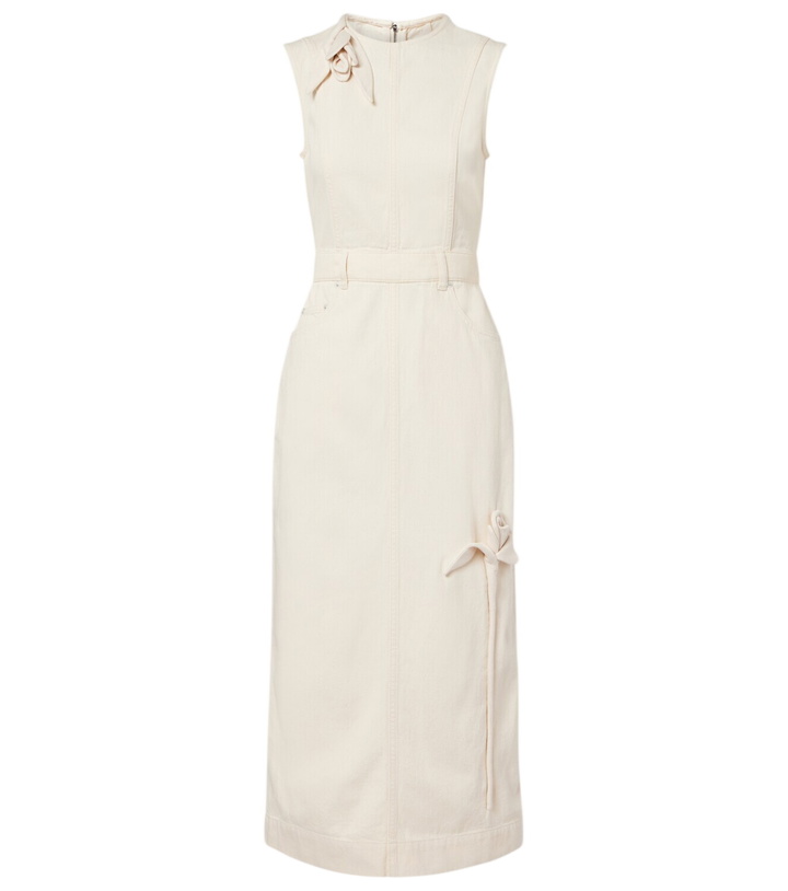Photo: Erdem Floral-appliqué denim midi dress