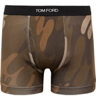 TOM FORD - Camouflage-Print Stretch-Cotton Boxer Briefs - Green