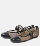 Aquazzura Solstice mesh and leather Mary Jane flats