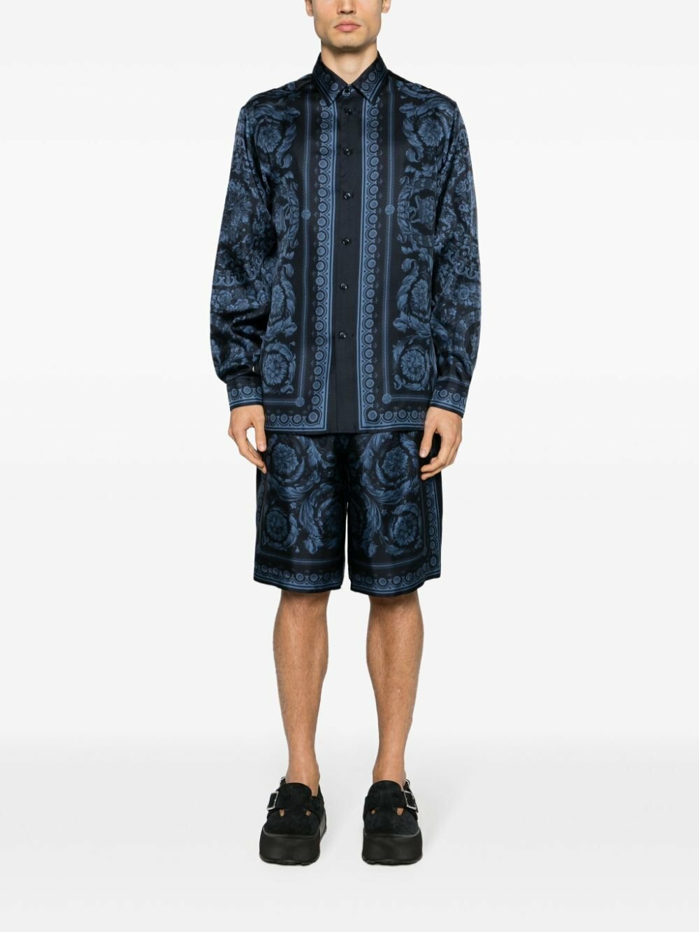 Versace Bicolor Silk Pattern Shirt main image 1