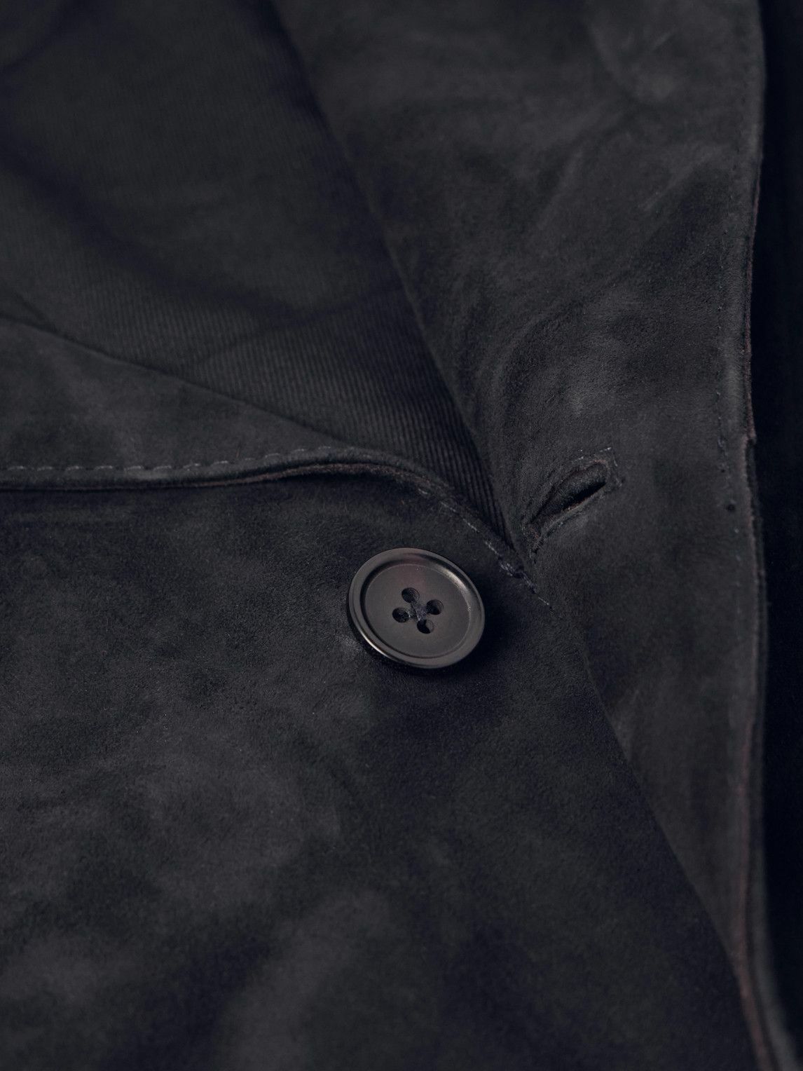 Officine Générale - Julien Camp-Collar Suede Overshirt - Blue