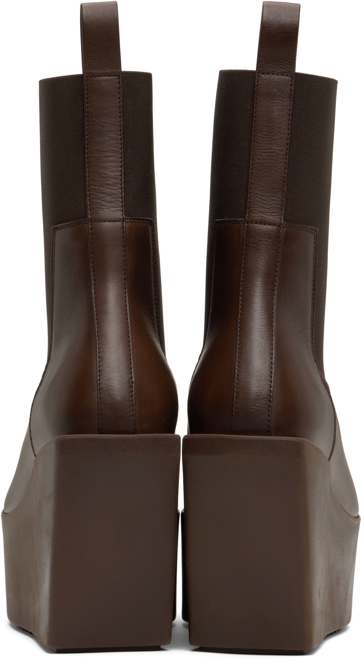 Rick Owens Brown Hollywoode Sliver Platform Beatles Chelsea Boots