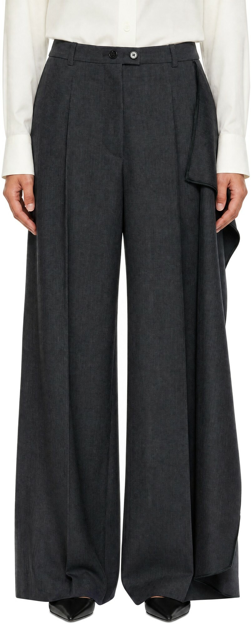 Jil Sander Gray Fil-à-Fil Wool Trousers