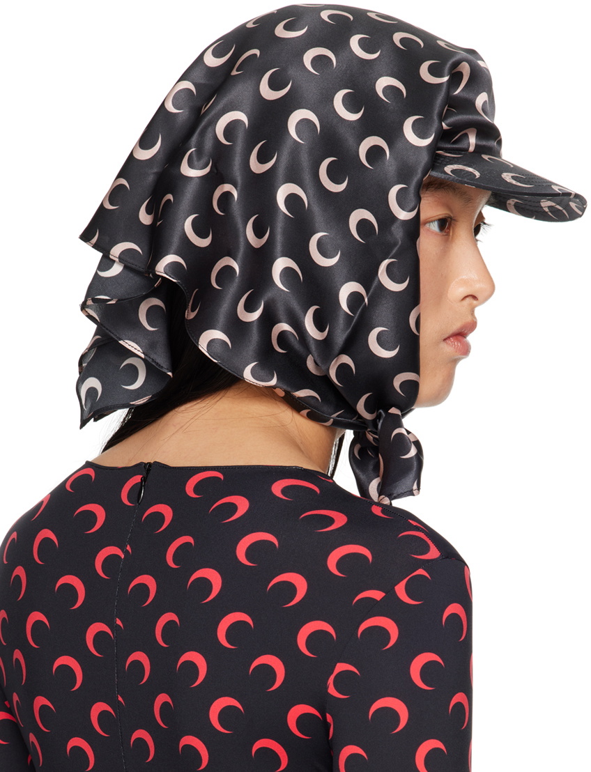 Marine Serre Black Moon Silk Veiled Cap Marine Serre