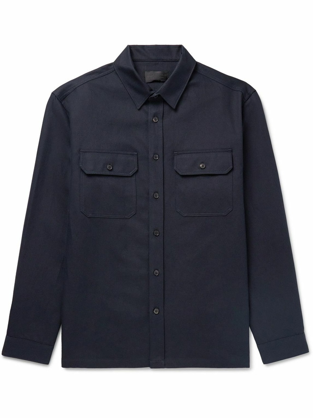 Photo: Nili Lotan - Evander Cotton and Linen-Blend Twill Overshirt - Blue
