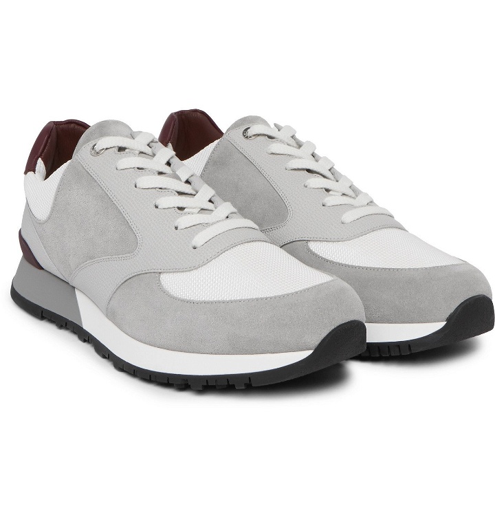 Photo: John Lobb - Foundry Suede, Textured-Leather and Mesh Sneakers - Gray