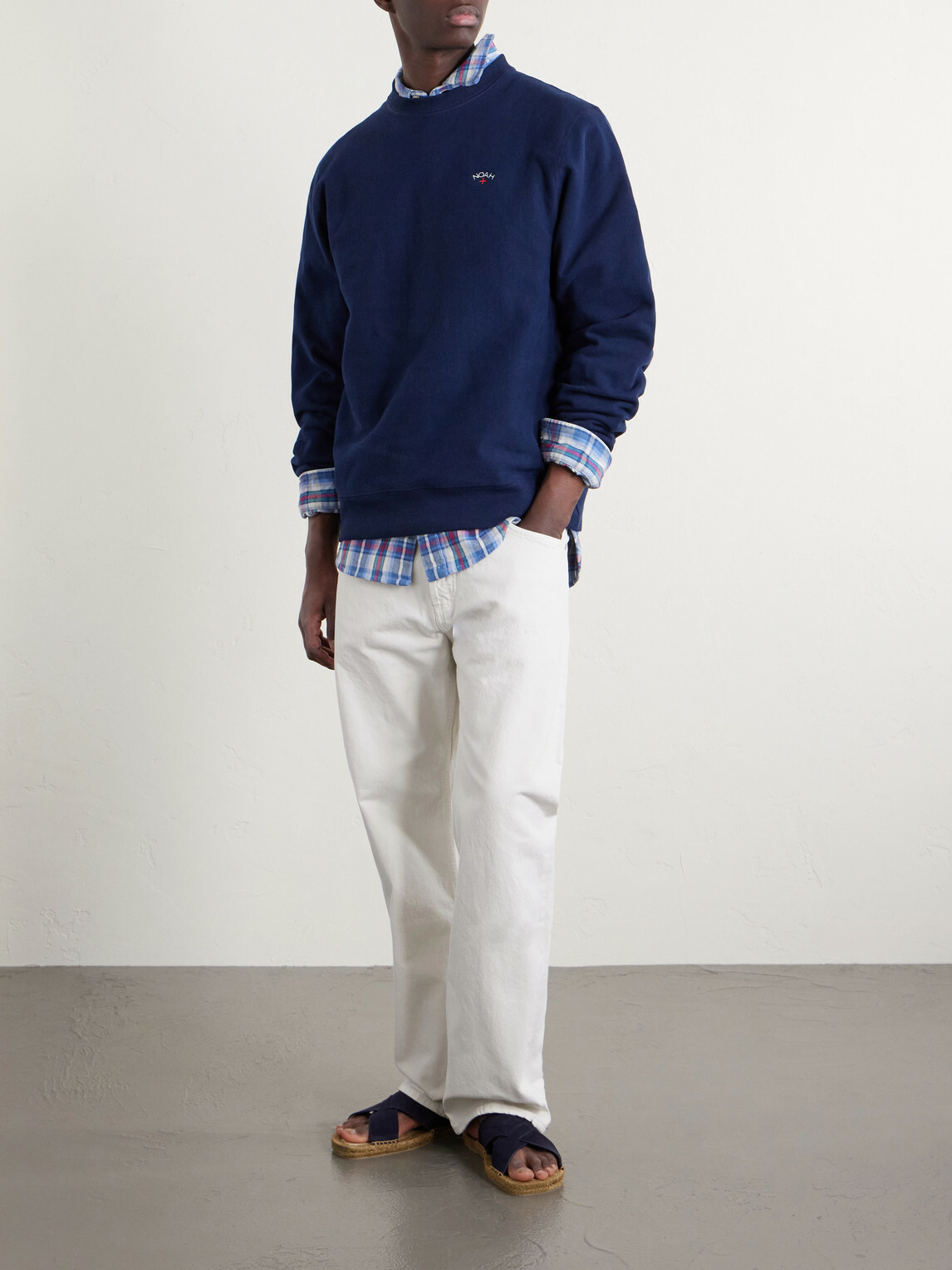 Noah - Logo-Embroidered Cotton-Jersey Sweatshirt - Blue