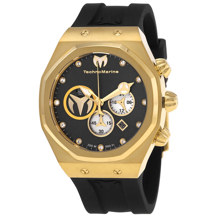 Photo: Technomarine Reef Chronograph Quartz Diamond Black Dial Mens Watch TM-520002