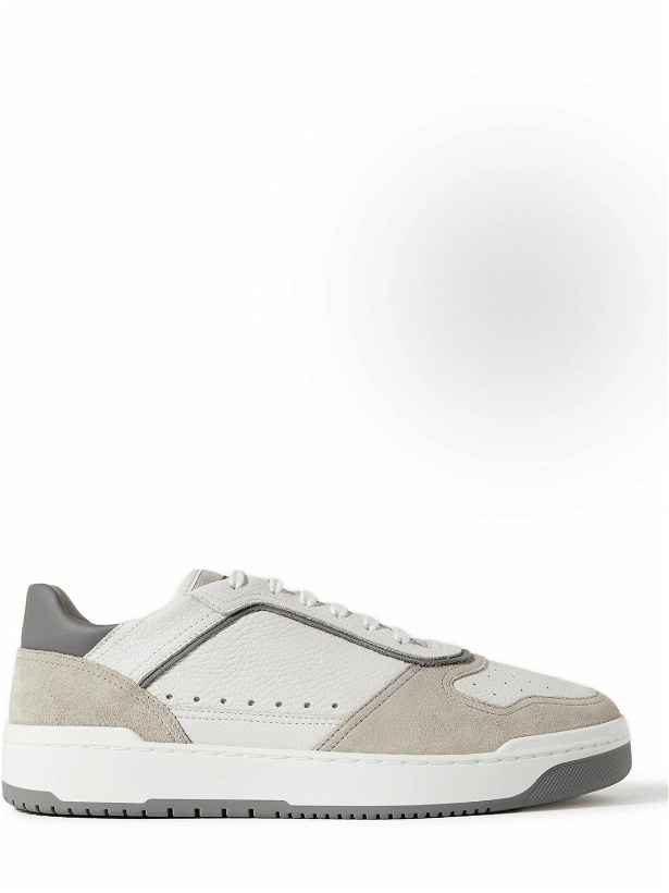 Photo: Brunello Cucinelli - Suede-Trimmed Full-Grain Leather Sneakers - White