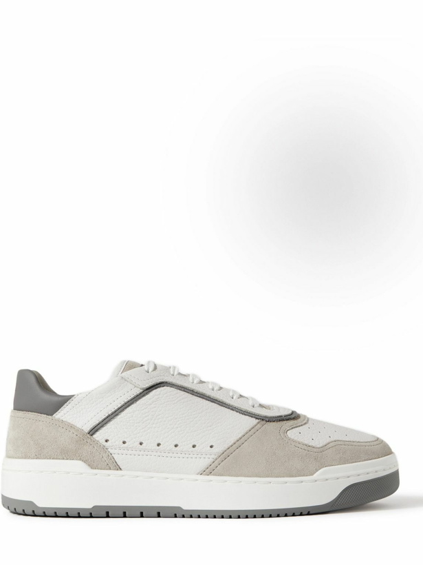 Photo: Brunello Cucinelli - Suede-Trimmed Full-Grain Leather Sneakers - White