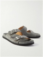 Mr P. - David Buckled Regenerated Suede by evolo® Sandals - Gray