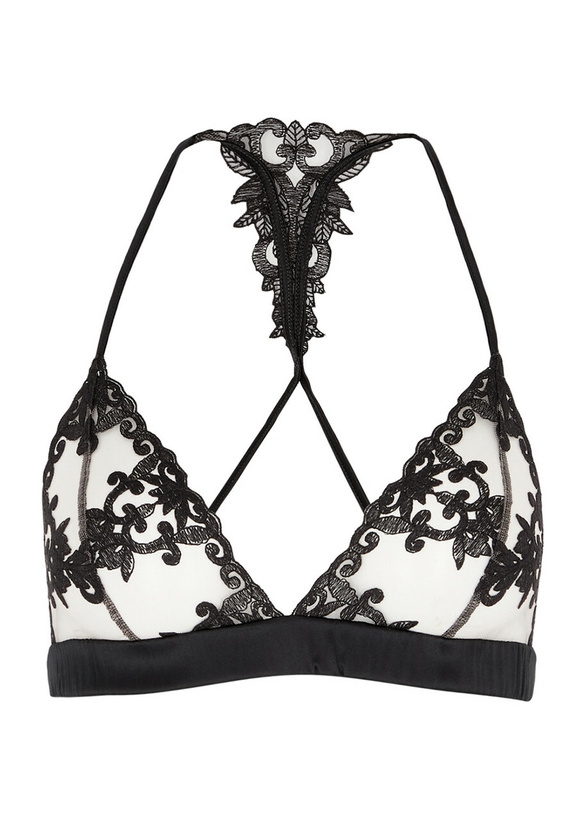 Photo: Fleur OF England Onyx Satin Soft-cup bra Black