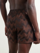 Frescobol Carioca - Rio Straight-Leg Printed Jacquard Swim Shorts - Brown