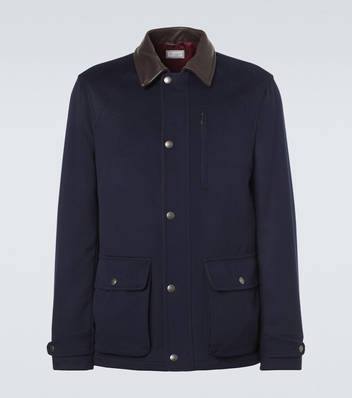 Brunello Cucinelli Leather-trimmed wool jacket