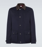 Brunello Cucinelli Leather-trimmed wool jacket
