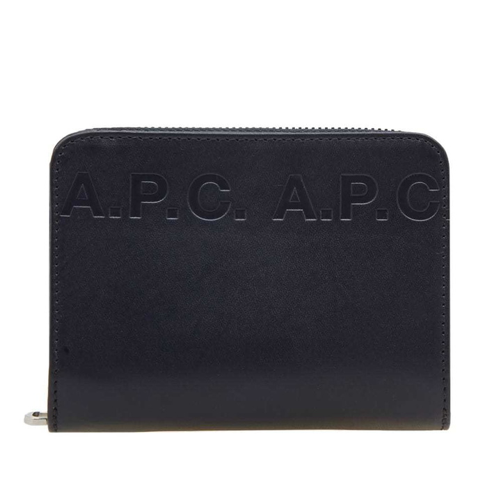 Photo: A.P.C. Emmanuel Logo Leather Zip Wallet