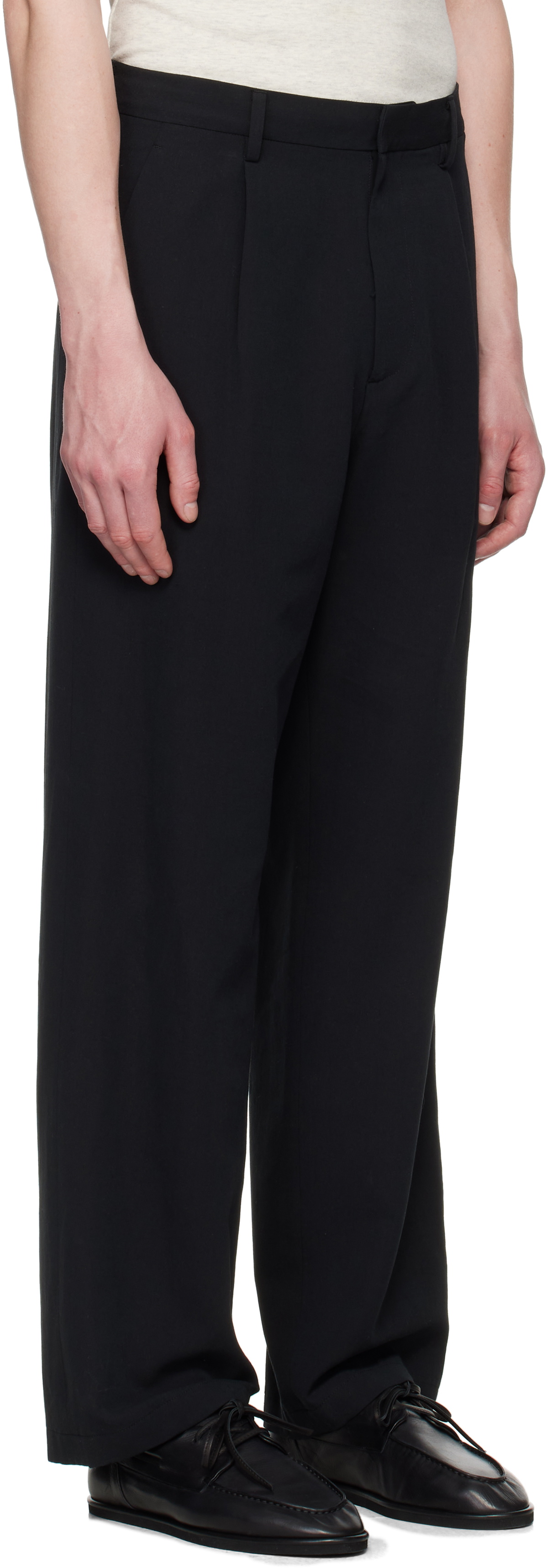 AURALEE Black Light Cotton Wool Viyella Trousers Auralee