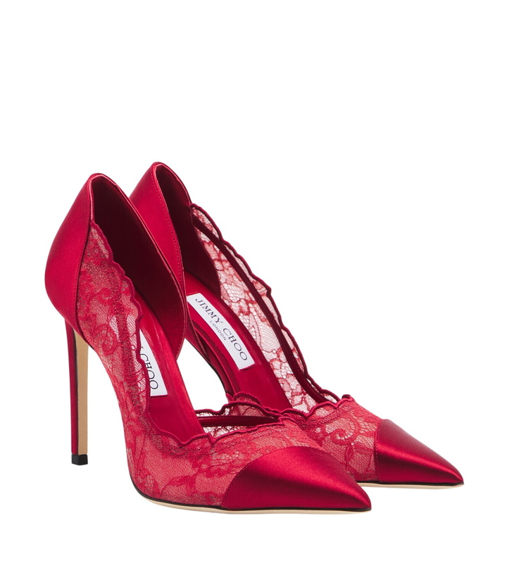 Photo: Jimmy Choo Brigitte lace-trimmed satin pumps