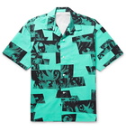 Flagstuff - Camp-Collar Printed Cotton Shirt - Men - Turquoise