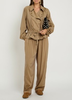 Isabel Marant Inaya Drawstring Woven Trousers Khaki