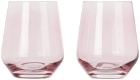 Estelle Colored Glass Pink Stemless Wine Glasses, 13.5 oz