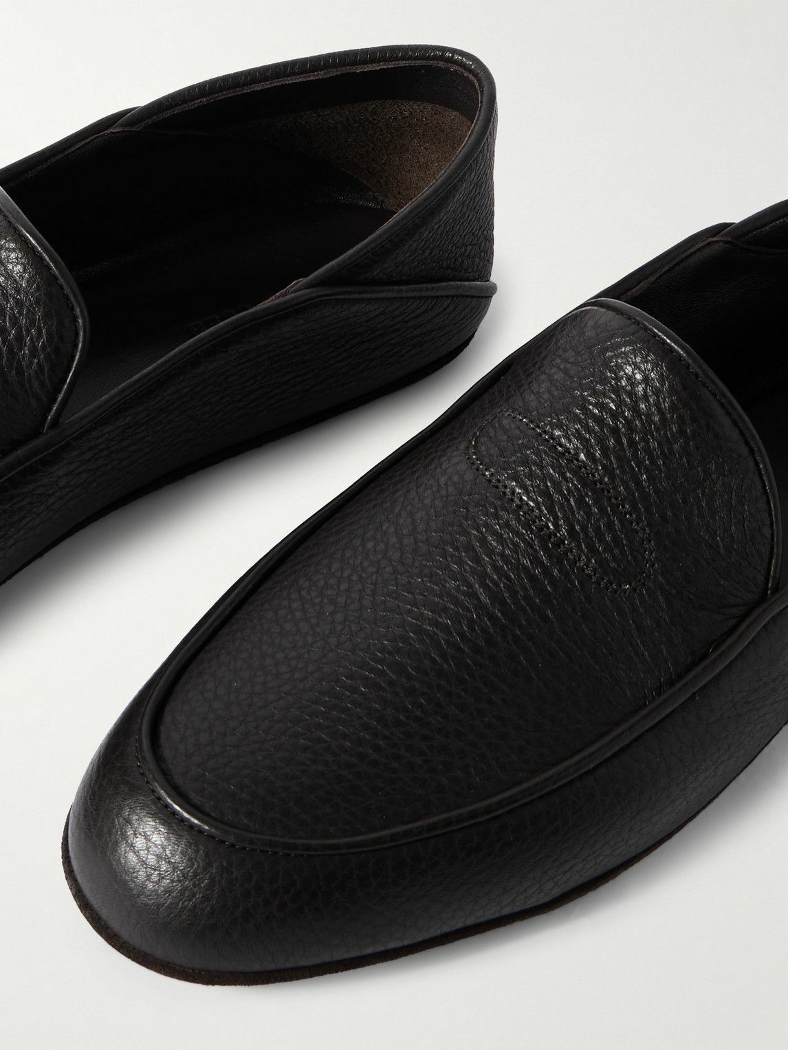 John Lobb - Kingston II Collapsible-Heel Full-Grain Leather Slippers - Black