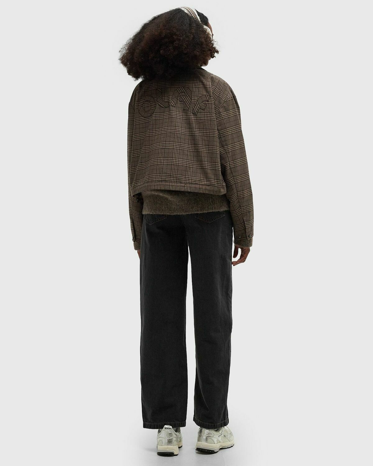 ØLÅF CHECK CROPPED JACKET Brown Womens Windbreaker