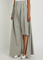 A.W.A.K.E Mode Cut-out Wide-leg Stretch Wool Trousers Light Grey