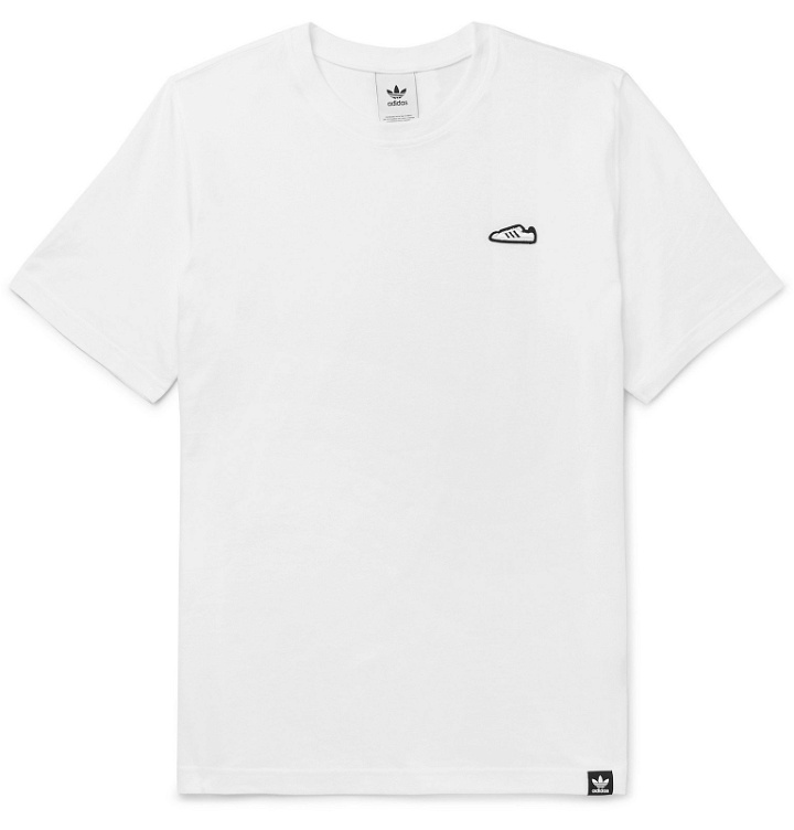 Photo: adidas Originals - Appliquéd Cotton-Jersey T-Shirt - White