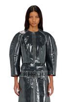Diesel Patent-leather jacket with cocoon sleeves - Leather jackets Womens in Grey