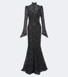 De La Vali Votiva lace lamé gown
