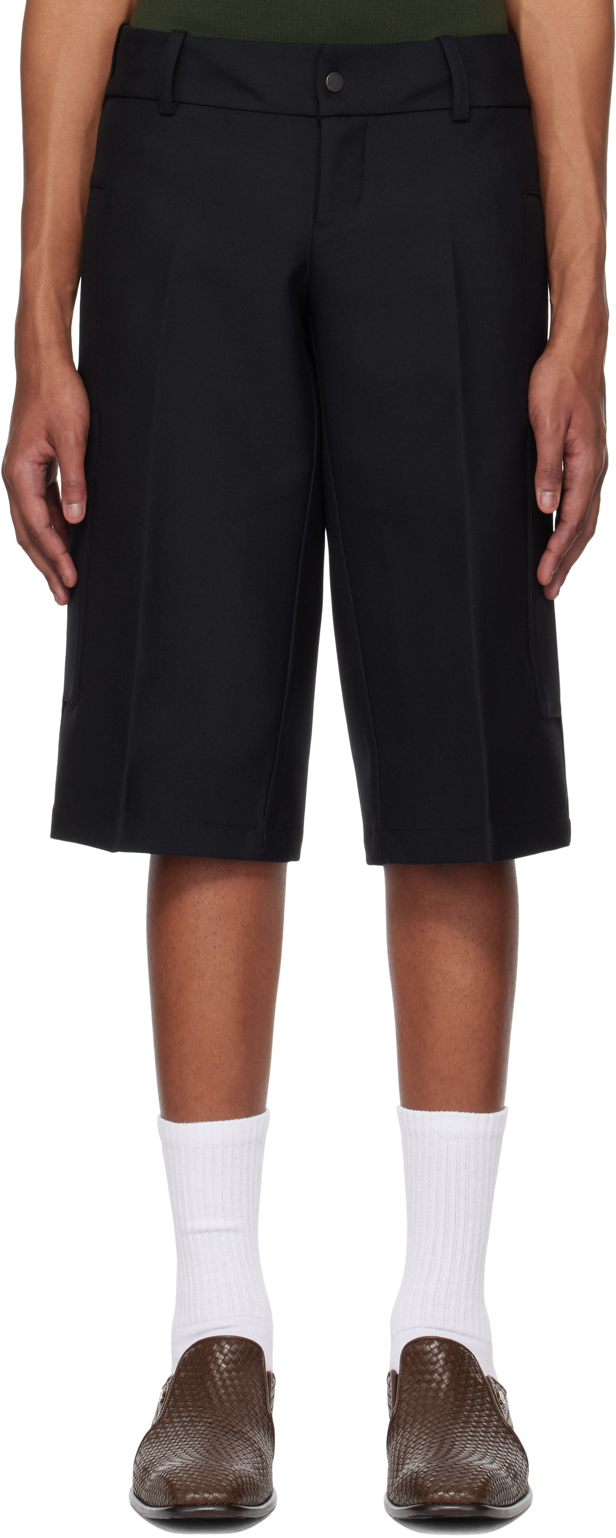 Fax Copy Express Black Straight Bermuda Shorts