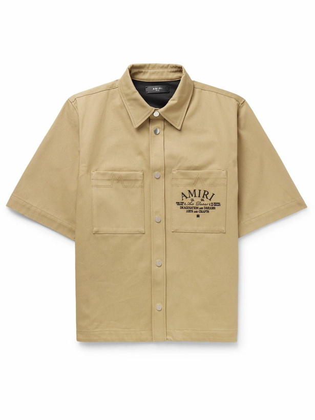 Photo: AMIRI - Arts District Logo-Embroidered Cotton-Drill Shirt - Brown