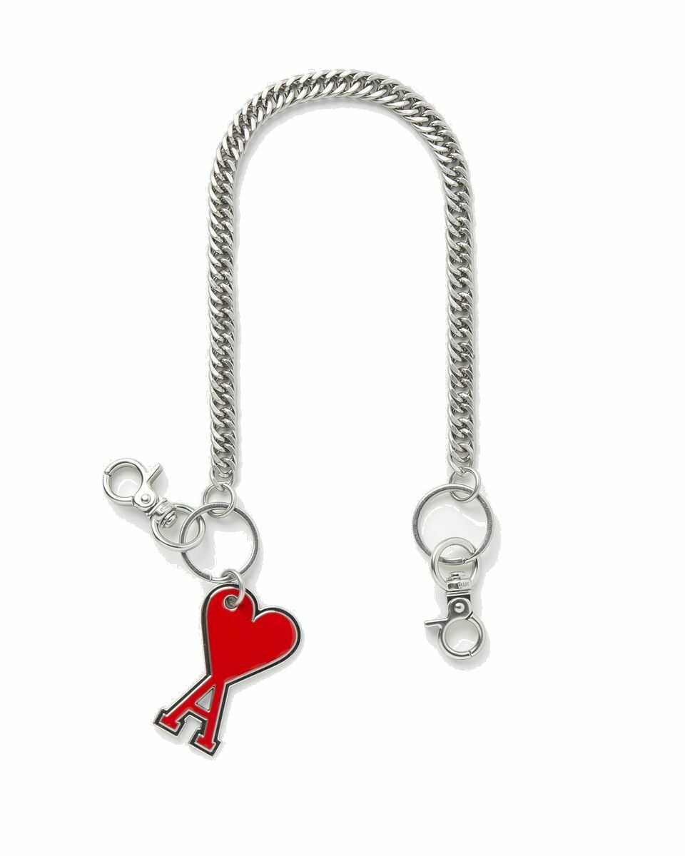 Photo: Ami Paris Adc Chain Keyring Red/Silver - Mens - Keychains