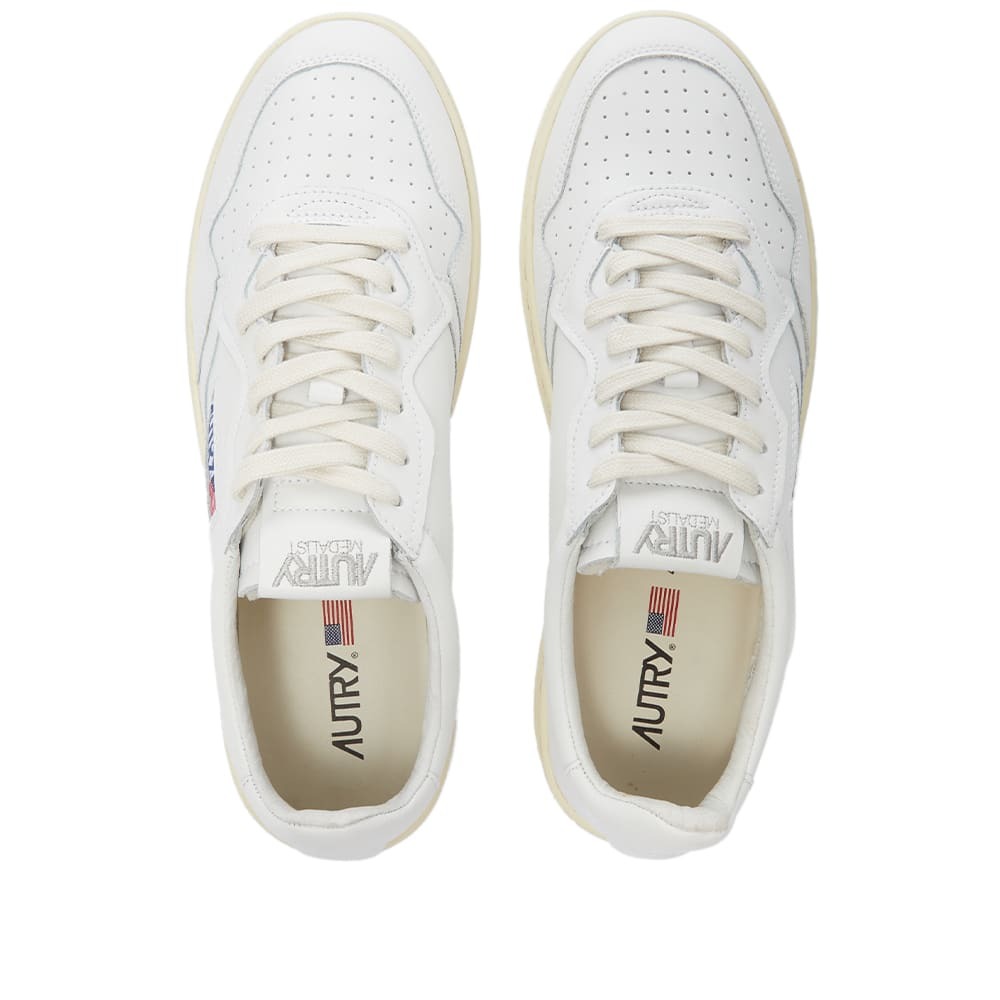 Autry Men's 01 Low Leather Sneakers in White/White Autry